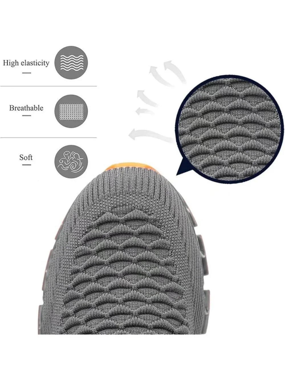 Men's Dark Gray Comfort Non Slip Tennis Athletic Trainer Slip on Sneaker Shoes